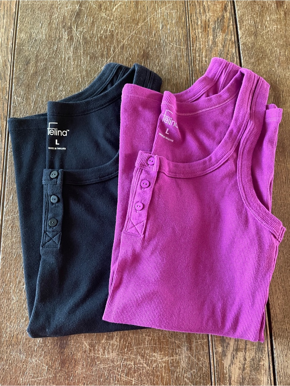 Ribbed Tank Tops - Black & Magenta
